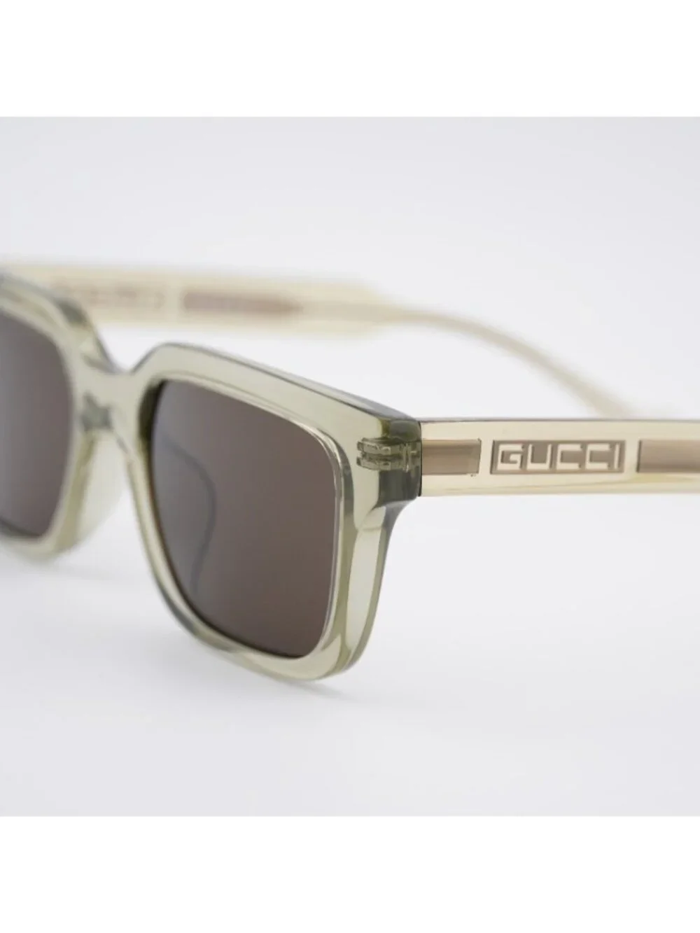Gucci GG1732SK 003 Sunglasses Green Square Frame, Brown Lenses